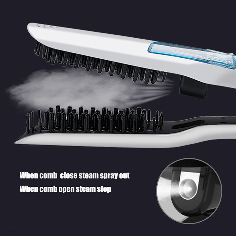 Professional Straightener Brush Heating Hot Hair Combs Dual Voltage Titanium Curg Steam Flat Iron
