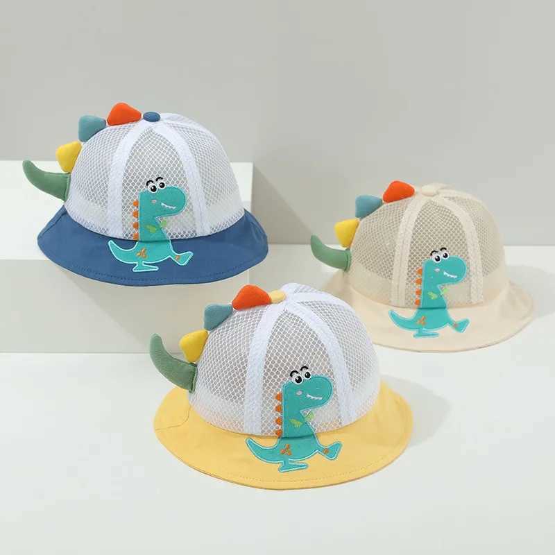 Caps Hats Cartoon dinosaur baby fisherman hat Korean spring and summer childrens outdoor sun hat boys and girls casual cute childrens bucket hat H2412