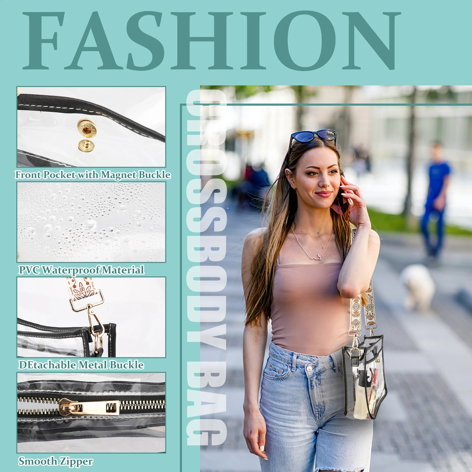 Clear Handbag with Shoulder Strap for Concerts Sports Events Stadium Certified Clear Crossbody 241223