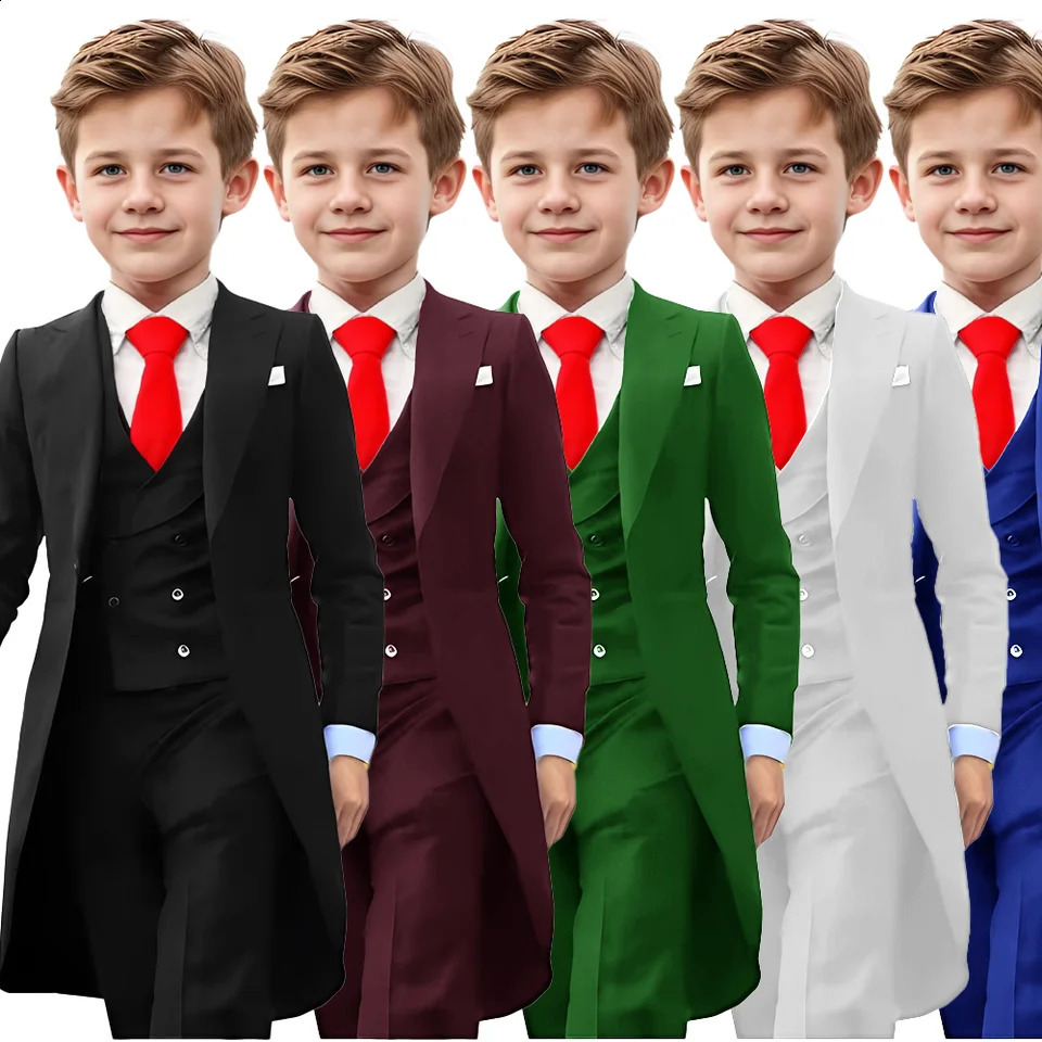 Boy Blazer Tuxedo Suits For Boys 3 Piece Party Costume Wedding Dress Piano Performance Formal Set For child Jacket For Kids 241223
