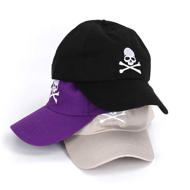 Caps Hats Cool Mens Summer Skeleton Embroidered SunShade Cotton Baseball Hat Outdoor Sports Sunscreen Punk Hip Hop Adjustable Hat P55 H241223