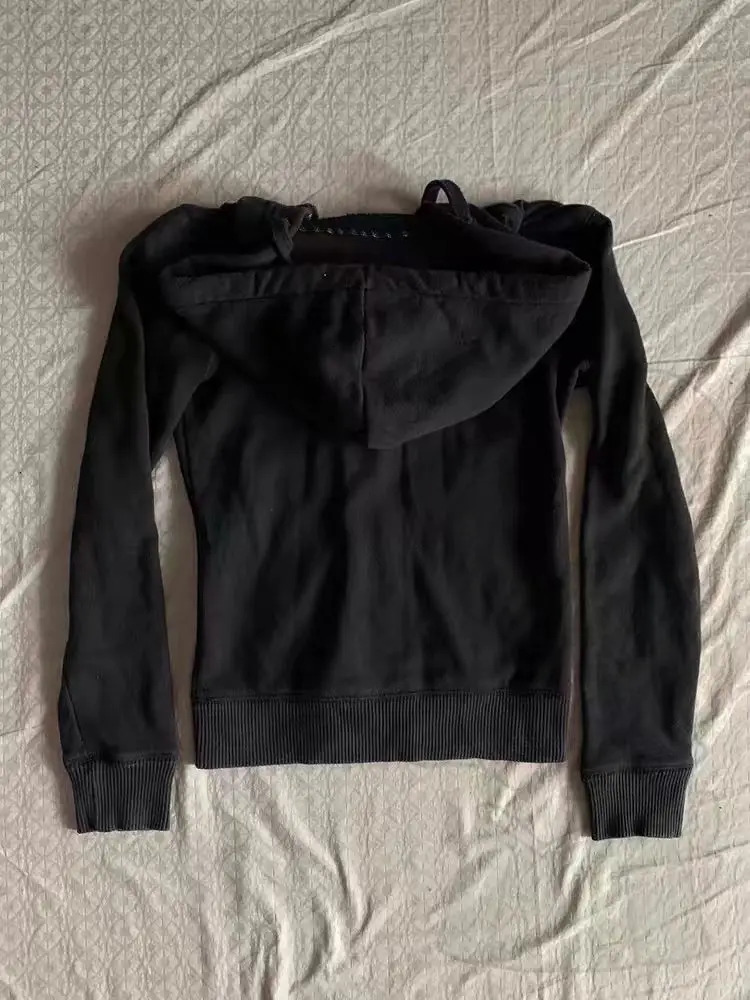 American Retro Hoodie Vintage Design Black Hoodies Women Casual Jacket Autumn Y2k Tops New Grunge Versatile Sweatshirts