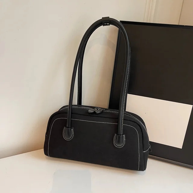 Shoulder Women Multi Pocket Underarm Faux Suede Zipper Tote Purse Satchel Bag For Work Shopping Suede Gender Neutral