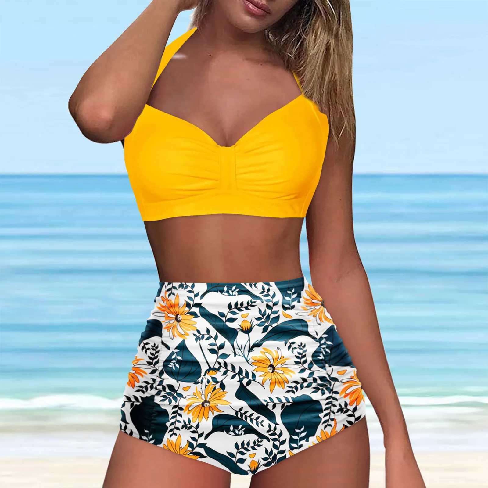 High Waist Bikini Sexy Push Up Swimsuits Vintage Two Piece Retro Ruched Bathing Suit Plus Size Swimwear For Women Brazil BiquiniXJ241223