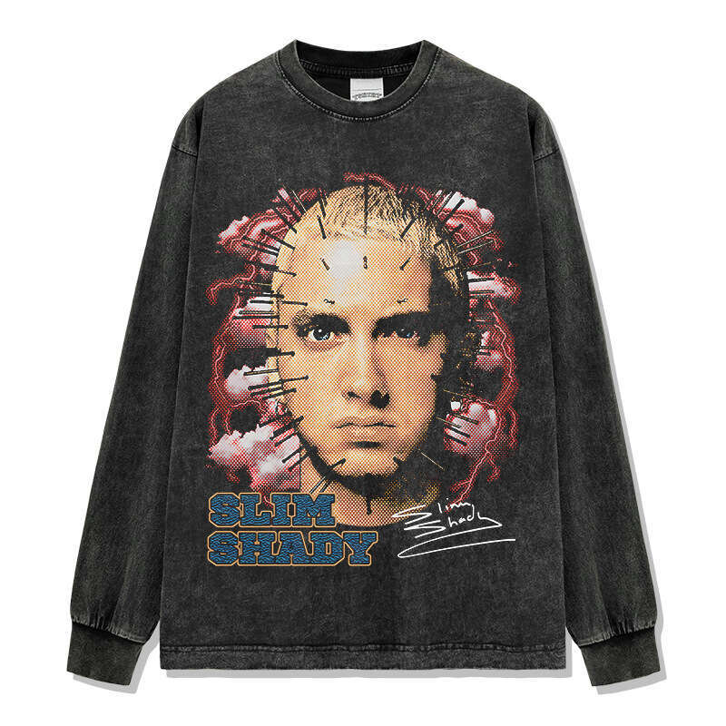 Men's Wear Loose Fitting Suit Printed Short T-Shirt Washed And Worn Long Sleeved Loose Hooded Sweatshirt For Men