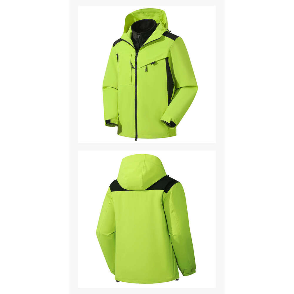 Live streaming waterproof windproof outdoor three in one jacket for men and women, two-piece jacket, silver fox fur
