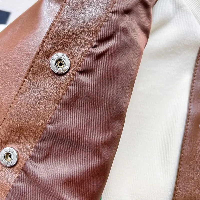 Baby Girls Leather Jackets Elegant Zipper Basic Jacket Spring Autumn Classics Handsome Baby Pu Outerwear Kids Clothing 241223