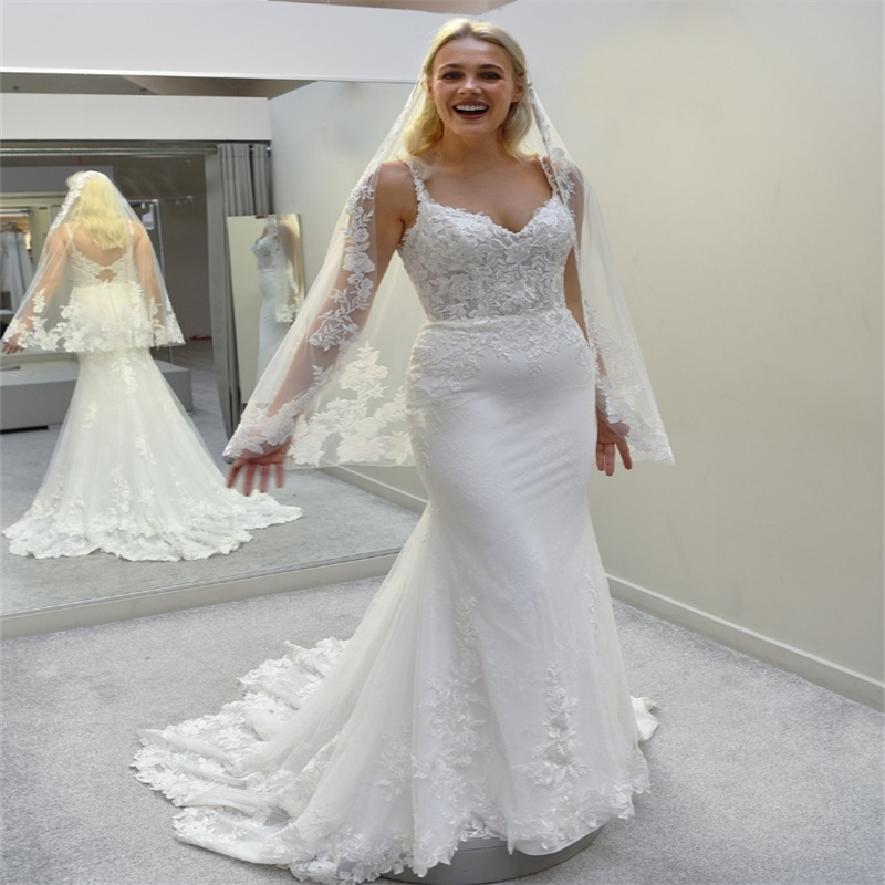 Gorgeous Mermaid Lace Wedding Dresses Sexy Spaghetti Straps Civil Country Bridal Gowns Backless Bohemian Bride Dress Gelinlik Robe De Mariage 2025 Ves