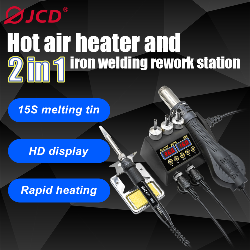 JCD 8898 Soldering Station SMD Rework Station Hot Air Gun Solder Iron Hot Air Station