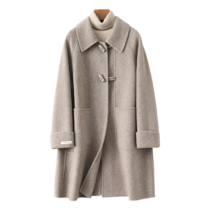 D6405 Double-faced wool cashmere coat for women, medium and long, Korean style, loose, 2024 spring new style, high-end