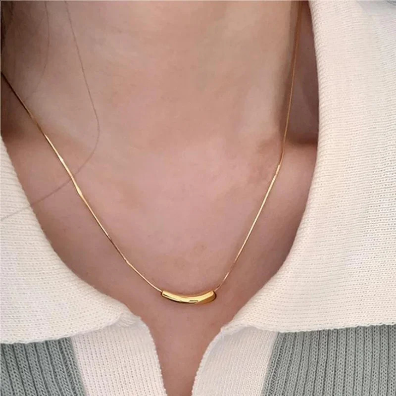 BEAUTODAY Necklace Women 925 Silver Snake Chain Thin 18k Gold Plated Smile Tiny Chic Ladies Fashion Accessories 93060 241220