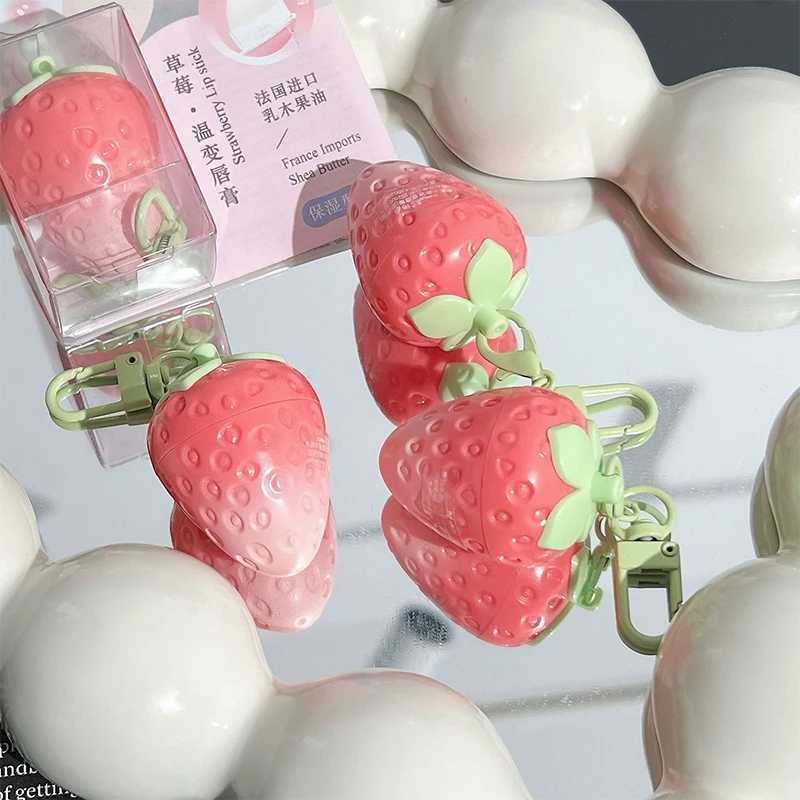 Mini strawberry warm lipstick is moisturizing easy to carry crack proof lipstick colorful lip color makeup and lusterW241223