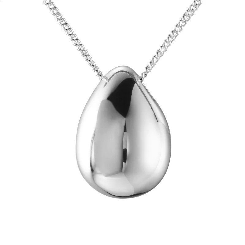 925 Sterling Silver Water Drop Sweater Chain Autumn and Winter Long Silver Necklace Simple Ins Blogger Model 241220