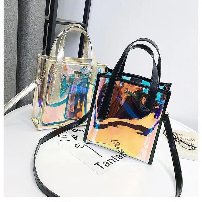 Women Transparent Laser Bag Shopper PVC Crossbody Shoulder Bag Handbag Bags for Women 241223