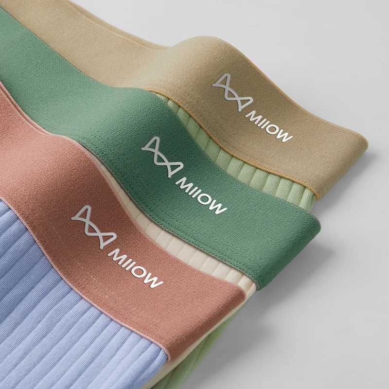 MiiOW 3-piece knitted cotton mens underwear boxing seamless sexy mens 3A antibacterial underwear mens underwear boxing W241223
