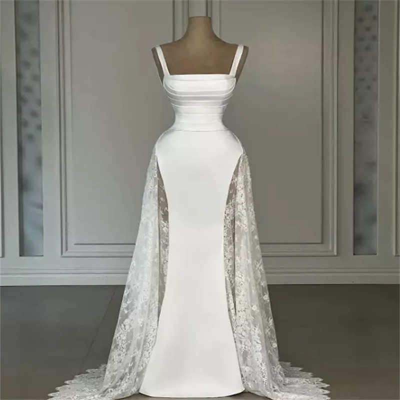 Unique Lace Mermaid Wedding Dresses Plus Size Elegant Spaghetti Straps Satin Rustic Country African Bridal Dress Gelinlik Robe De Mariage 2025 Vestido