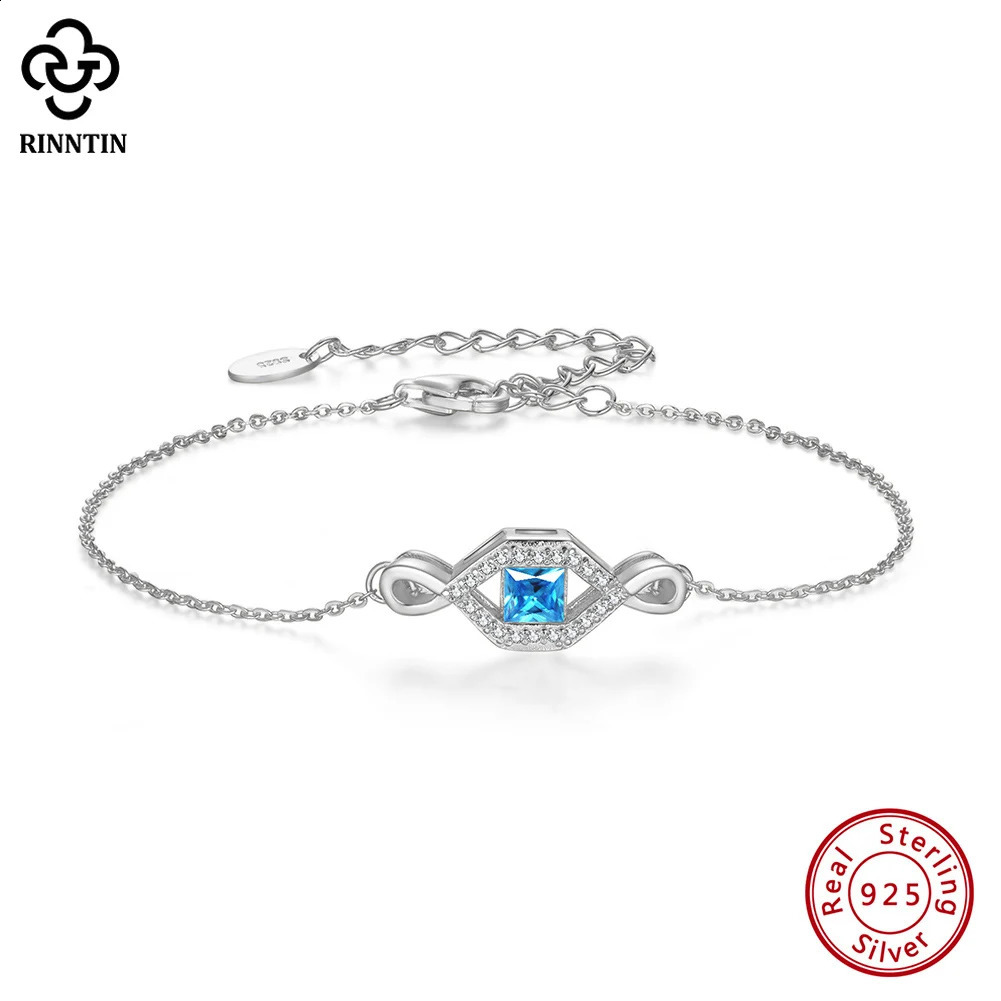 Rinntin S925 Silver Cubic Zircon Chain Bracelets For Women Fashion Endless Love Bracelet on Hand Anniversary Gift Jewelry SB178 241214