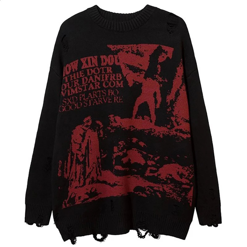 Dark Style Knitwear Sweater Mens Winter Clothes Pullover Jumper Y2k Couple Sweaters Gothic Vintage Streetwear Knit 241220