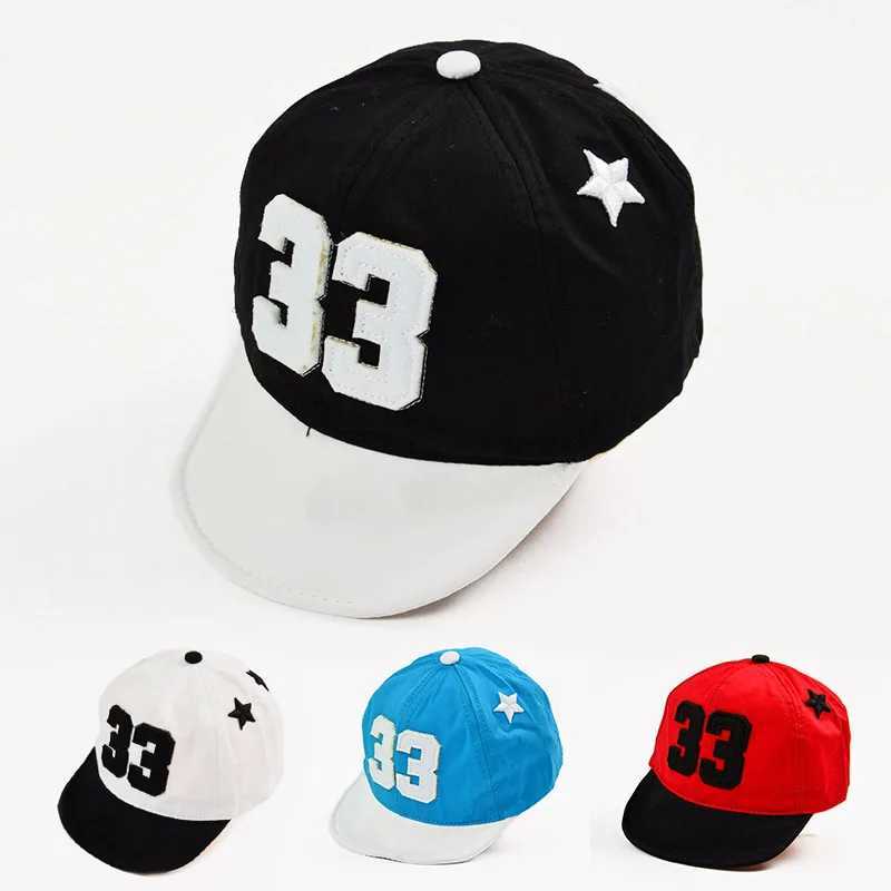 Caps Hats Number 33 Boys Baseball Hat Girls Soft Brim Snapback Hip Hop Hat Spring Summer Outdoor Preschool Childrens Sun Hat 8-36M H241223