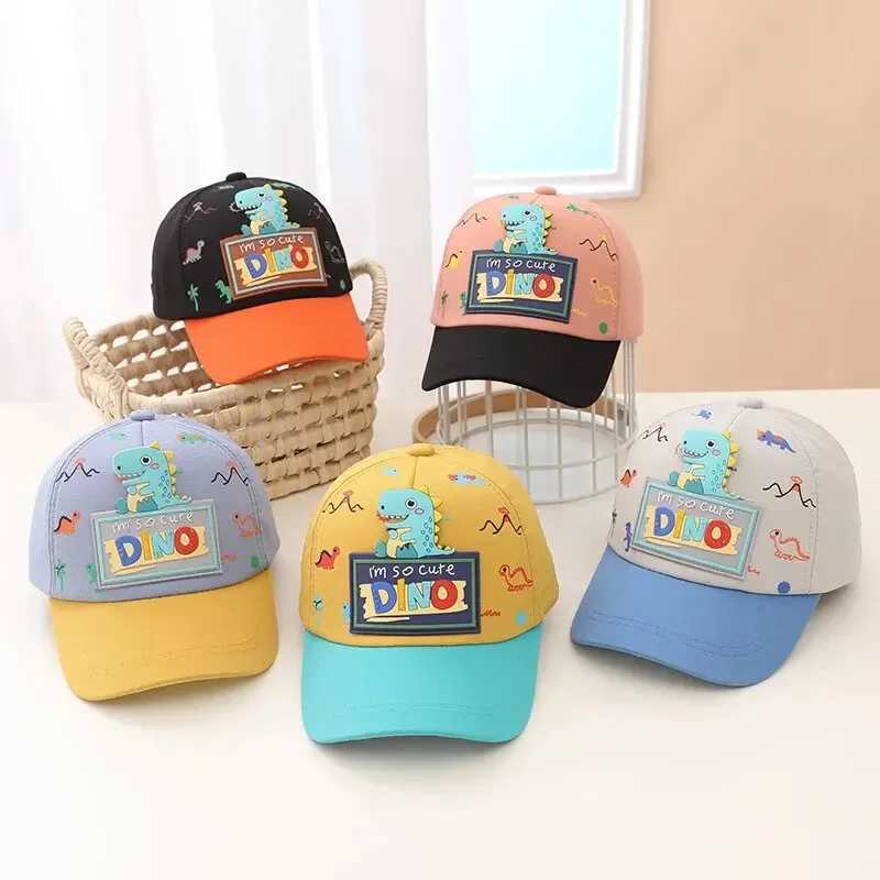 Caps Hats Cute cartoon dinosaur baby hat for boys and girls childrens baseball cap adjustable outdoor sun hat H241223
