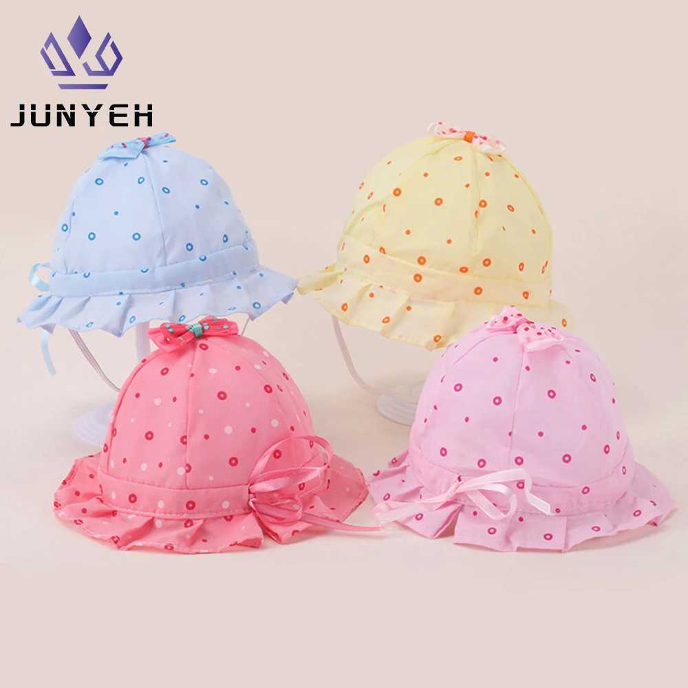 Caps Hats Junyeh baby spring summer sun hat 0-8 months cute adjustable baby fisherman hat bucket hat newborn head decoration H241223