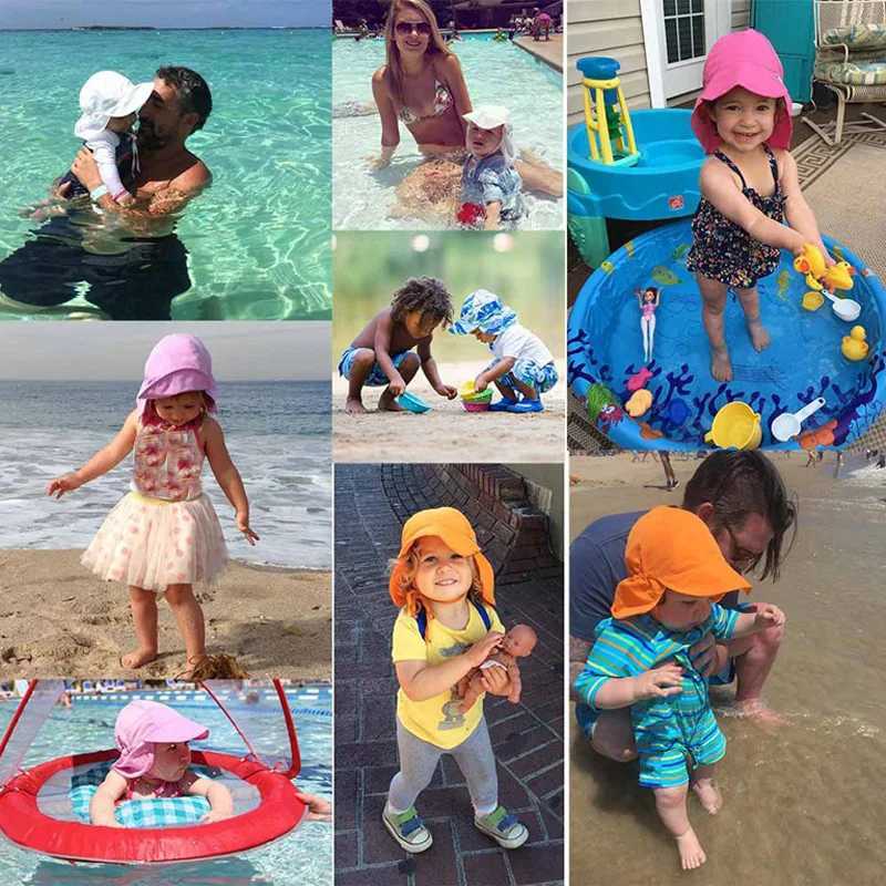 Caps Hats SPF50+Baby Sun Hat Summer Baby Hat Boys and Girls Travel Beach Childrens Hat Baby Accessories Neck Protection Childrens Hat S/L H241223