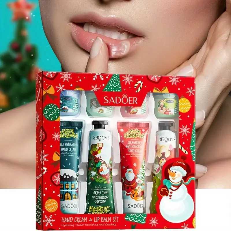 8-piece Christmas moisturizing anti cracking hand cream and lipstick combination set moisturizing moisturizing Christmas giftW241223