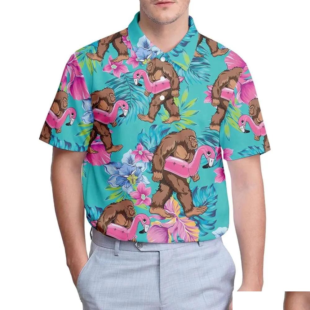 Men'S Polos Mens Shirt Golf Shirts For Men Funny Hawaiian Crazy Print Tshirt Casual Tops Summer Clothes Short Sleeve Drop Delivery Ap Otoas