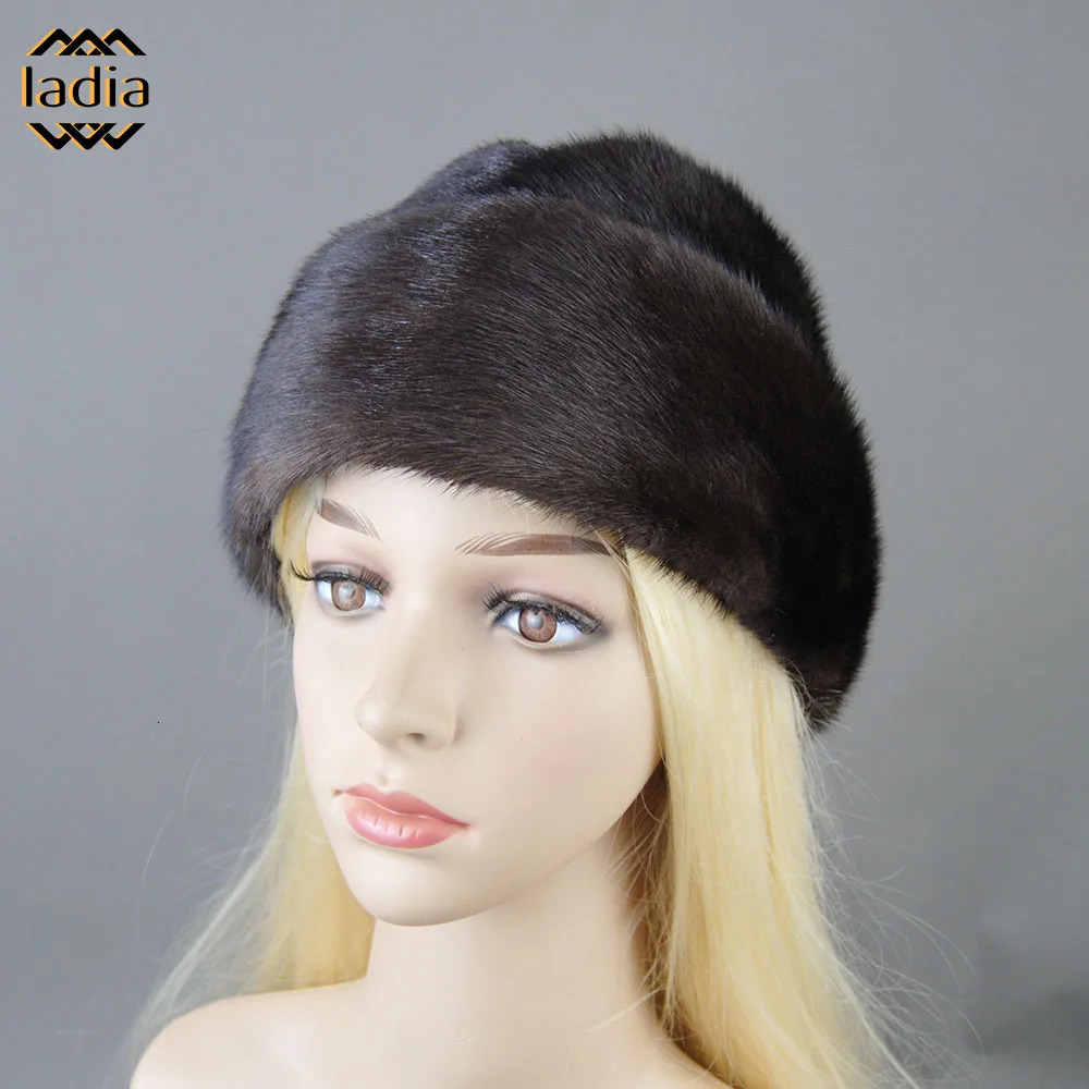 Winter Snow Ladys Cap Unisex Natural Beret Bomber Warm Windproof Luxury Women Hat Fashion Real 100% Mink Fur 241220