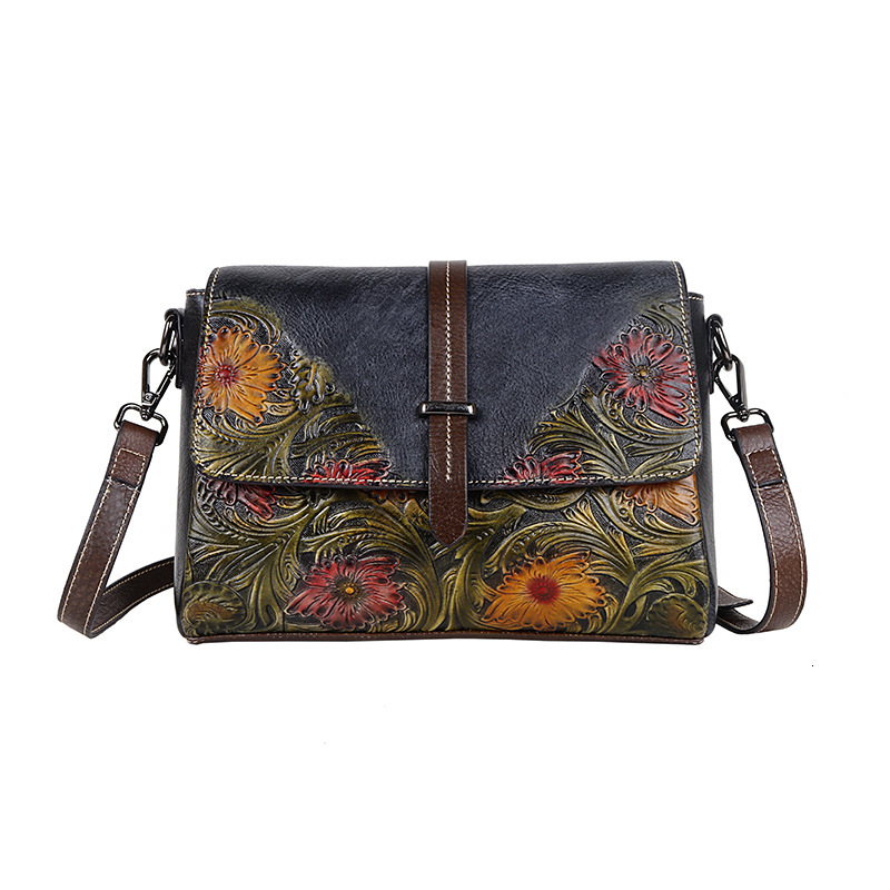 MOTAORA Women Shoulder Genuine Leather Handbag Female Handmade Emed Vintage Flap Bag Chinese Style Messenger Bags