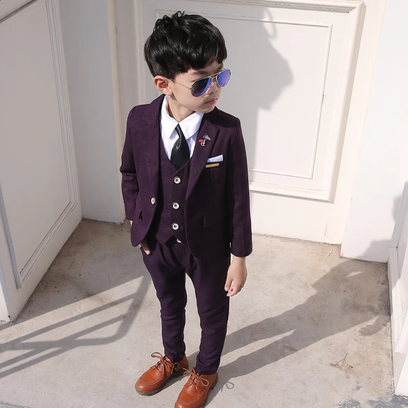 Baby Boys Wedding Party Costume Blazer Vest Pants Children Formal Suits Dress Kids School Graduation Suit Teenage Ceremony Suit 241223