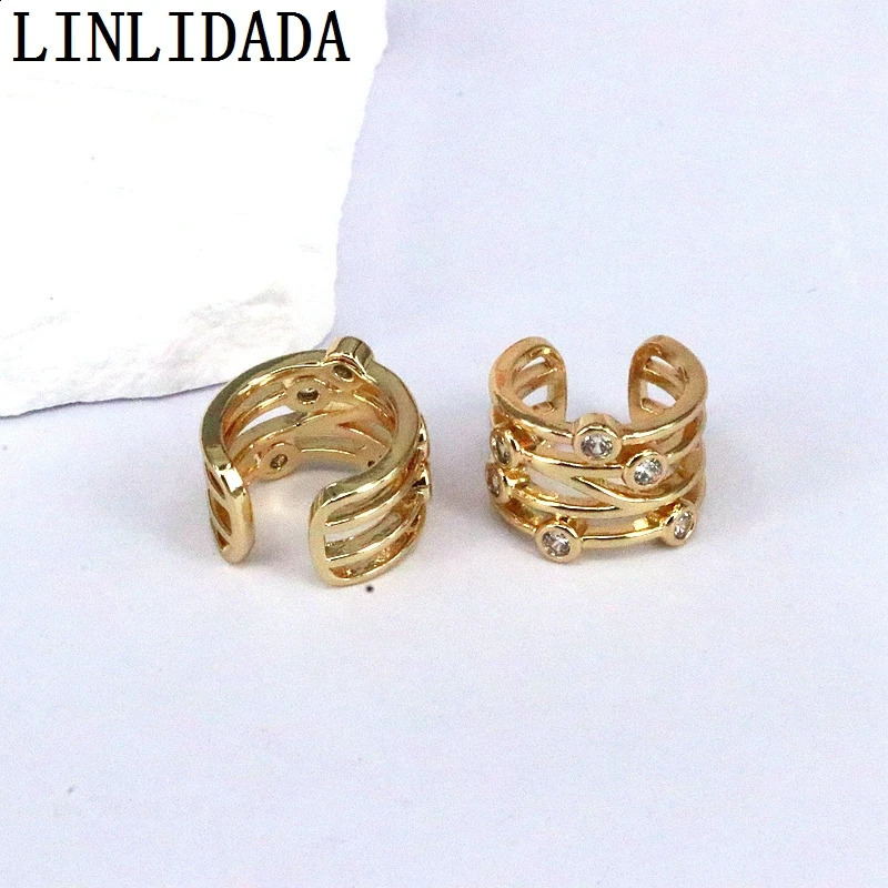 10Pairs Elegant 18k Gold Plated Inlaid Cubic Zirconia Multilayer Ear Cuff Simple Clip-on Earrings Female Cartilage Ear Jewelry 241220