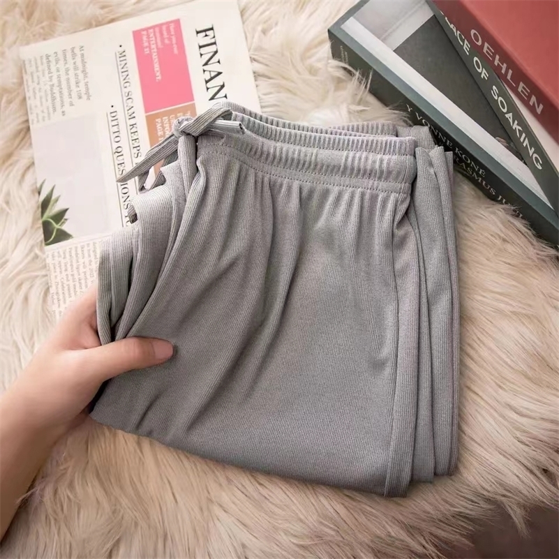 Women Pants Spring Summer Ice Silk Wide Leg 2024 High Waist Loose Straight Casual Pant Female Outdoor Black Trousers y241203