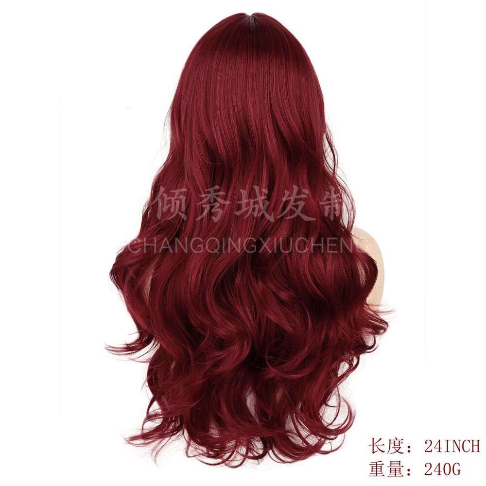 Women's Front Wig Middle Split Small Lace Solid Color Long Curled Hair Synthetic Headset Wigs