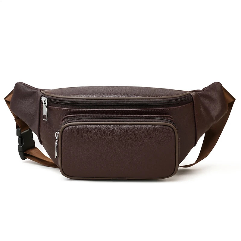 100% Genuine Leather Mens Waist Bag Mini Travel Fanny Chest Pack Cowhide Belt Bag Male Small Waist Bag For Phone Pouch 241223