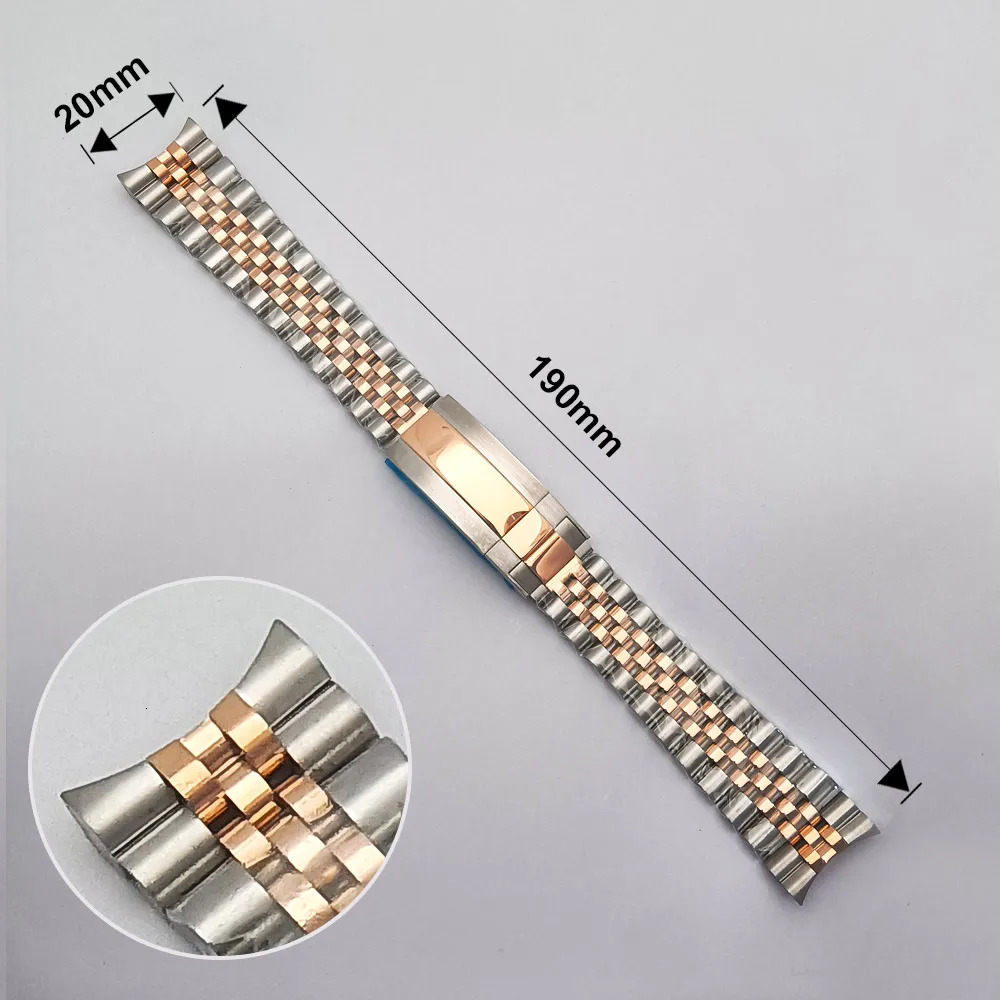 20mm stainless steel bracelet watch band folding buckle Curved end straps banding Fit GMT Case 241220