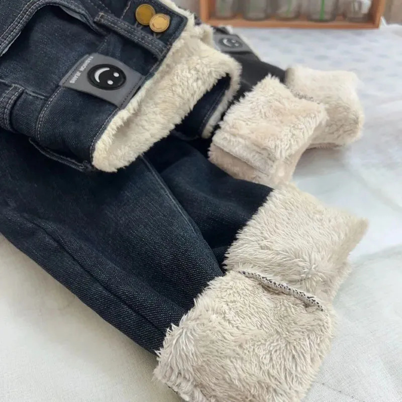 Warm Lambwool Slim Pencil Jeans Womens Skinny Plush Vaqueros Vintage High Waist Thicken Fleece Denim Pants Casual Velvet Legging 241220