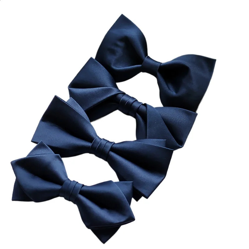 Wedding ceremony for male groom and man high-end navy blue solid color matte business bow Korean version bow 241220