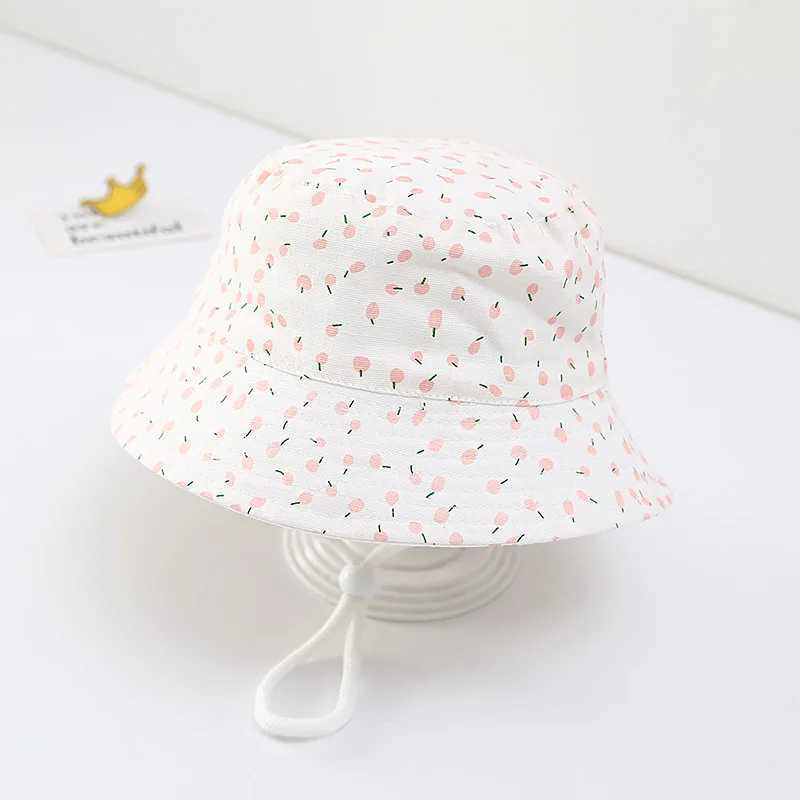 Caps Hats Cute and lovely baby girl bucket hat summer baby boy girl sun hat cute star width Brim baby toddler children fisherman Panama hat H241223