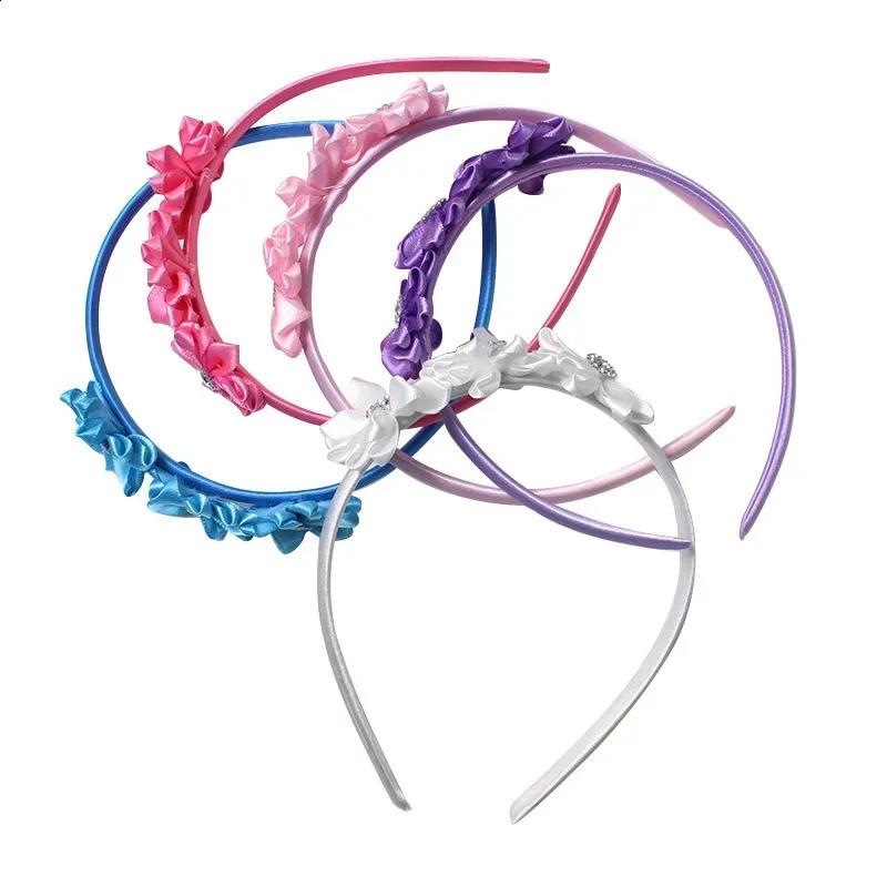 Children Flower Headband Solid Hair Band Silky Satin Ribbon Hair Hoop Headband Decorative Floral Head Wear for Girl Toddler Kid 241223