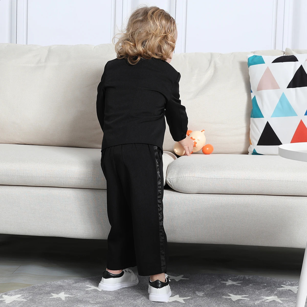 Black Tuxedo for Baby Boy Infant Wedding Suit Toddler Birthday Party Gift Outfits Christening Baptism Easter Year Costume 241223
