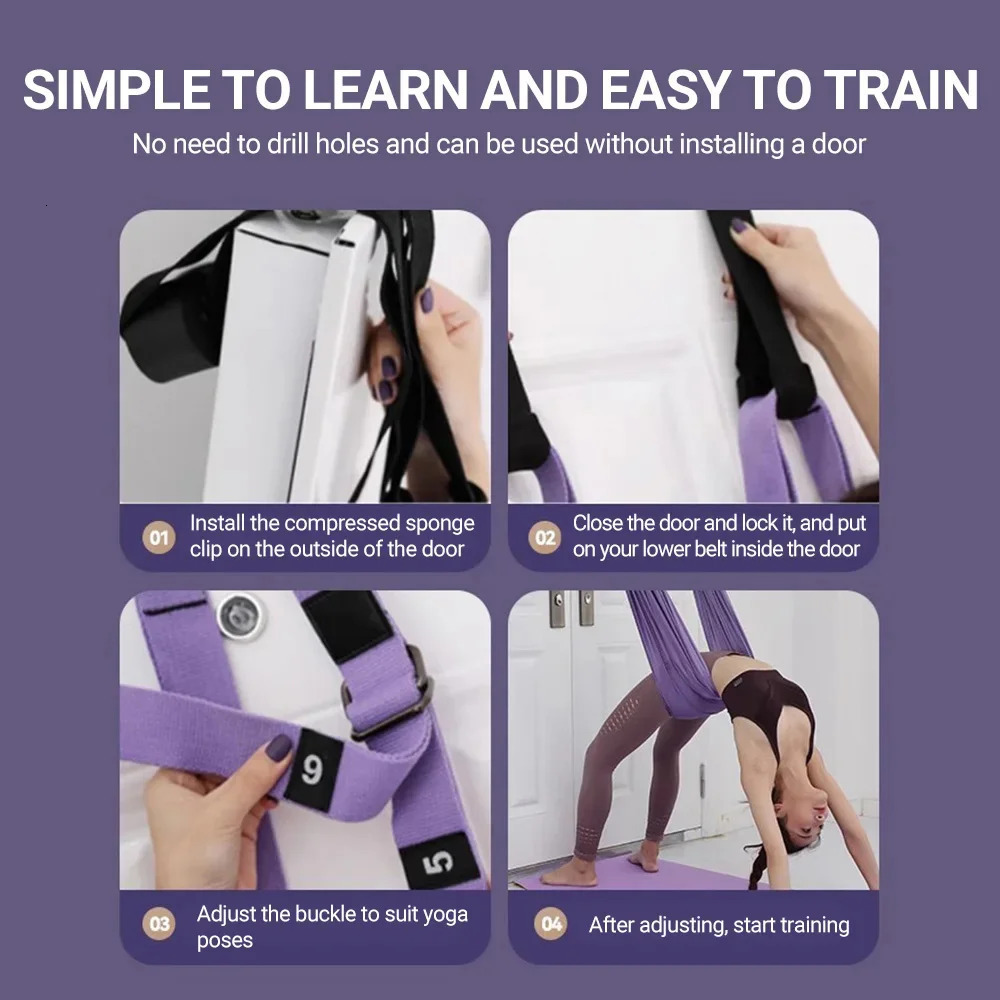 Finger Stretching Tool Elastic Yoga Belt Woman Hammock Split Lower Waist Trainer Inverted Rope Pull 241216