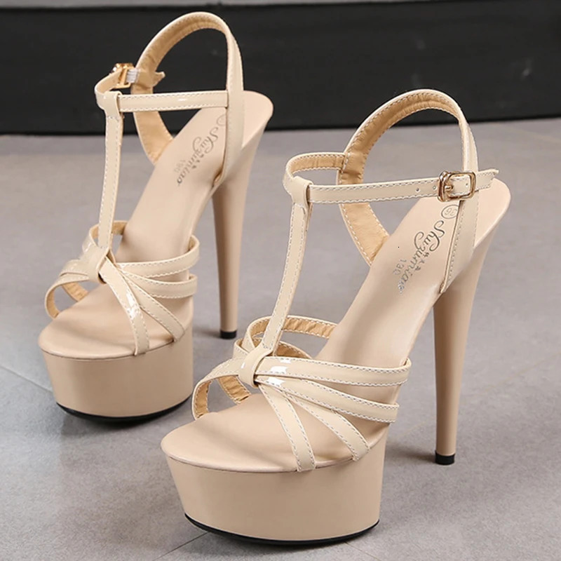 Sexy Waterproof Platform 13CM15cm Sandals Female Summer Catwalk Artifact Model High Heels Stilettos 241213
