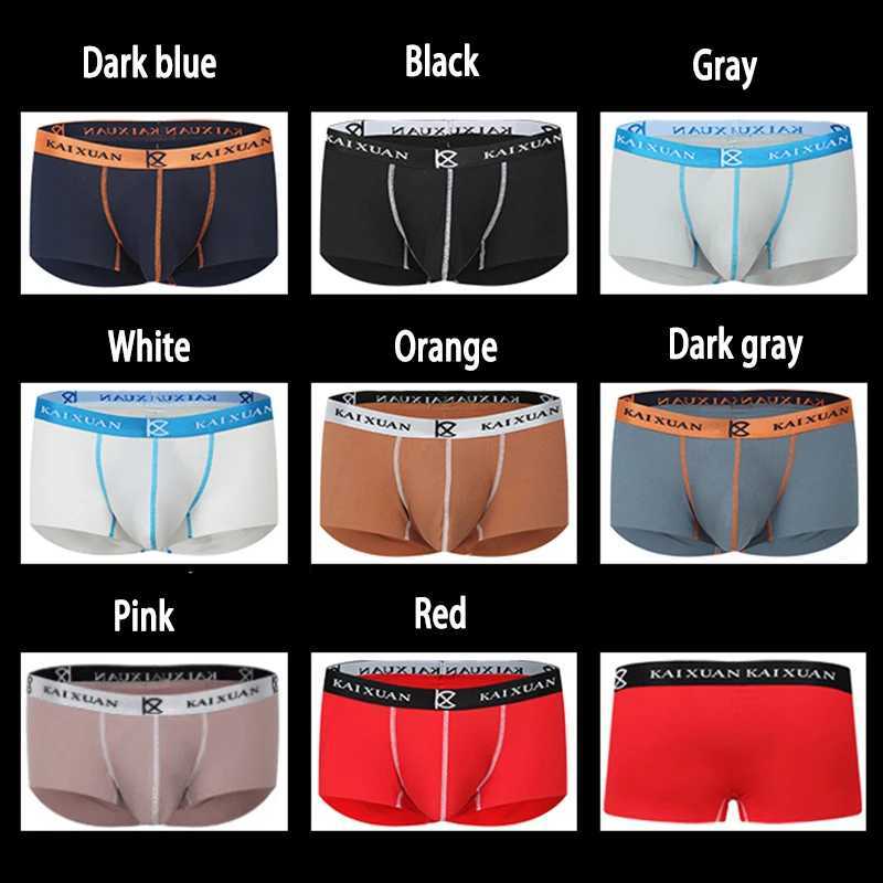 Seamless Mens Boxing Luxury Silk Spandex 3D Crotch Boxing Underwear Short Slip Underwear W241223