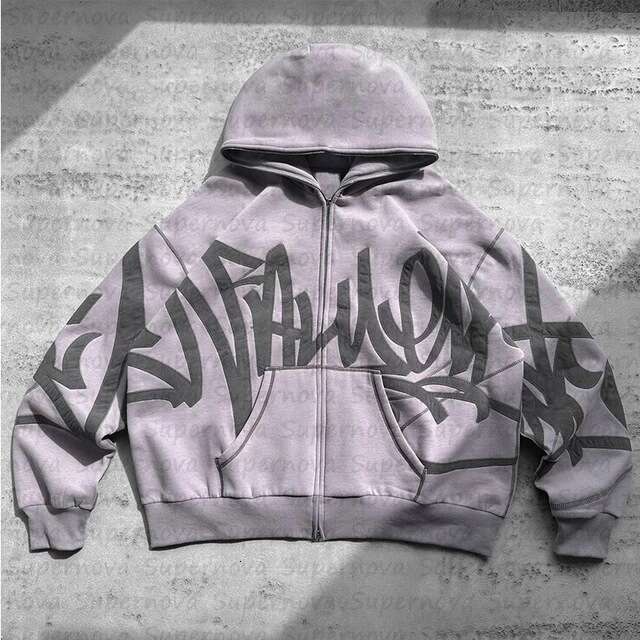 Fashion men's and women's niche street trend foam with zipper hip-hop loose hoodie cover