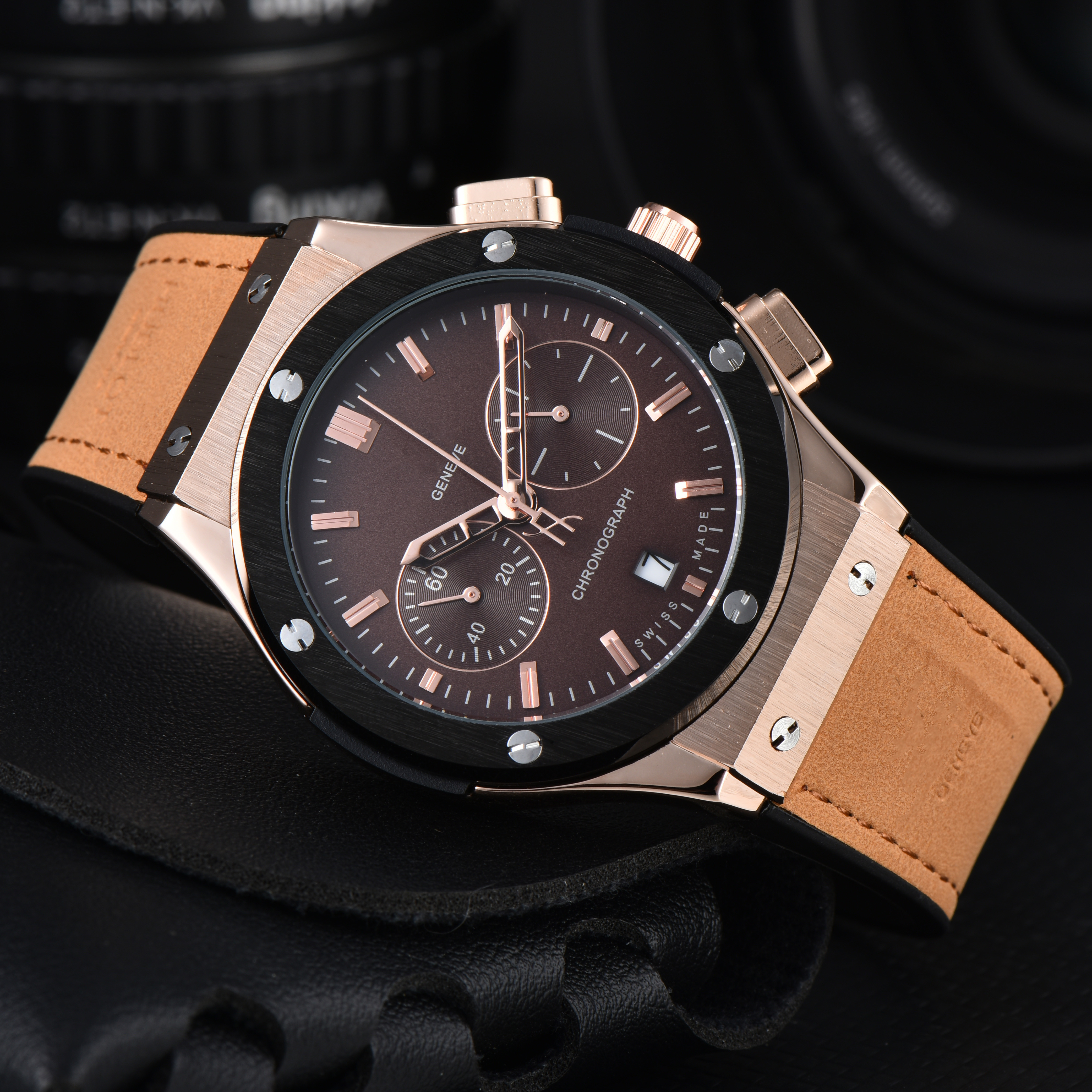 Classic Fusion chronograph Men's watch with quartz movement frosted strap