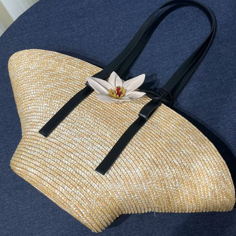 Large Capacity Woven Women 2024 New Summer Leisure Handbag Seaside Vacation Beach Shoulder Bag