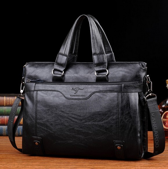 Men's 15In Computer Male Leather Briefcase Men Shoulder Laptop Bag Office Casual Sacoche A Case For Documents