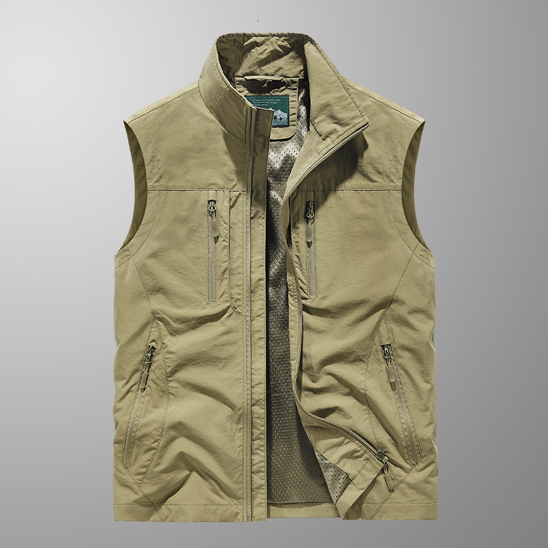 6XL Plus Size Men's Summer Outdoor Hiking Tactical Multi-pocket Lightweight Soft Shell Utility Travel Safari Cargo Vest Men