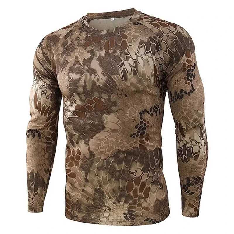 High Quality Camo hunting pattern mens T-shirt camouflage 3D printed T-shirt summer casual long sleeved loose T-shirt round neck top T241223